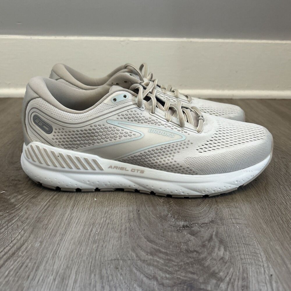 Brooks Ariel GTS 23 Womens 10 Running Shoes White Beige Sneakers 1203901D227